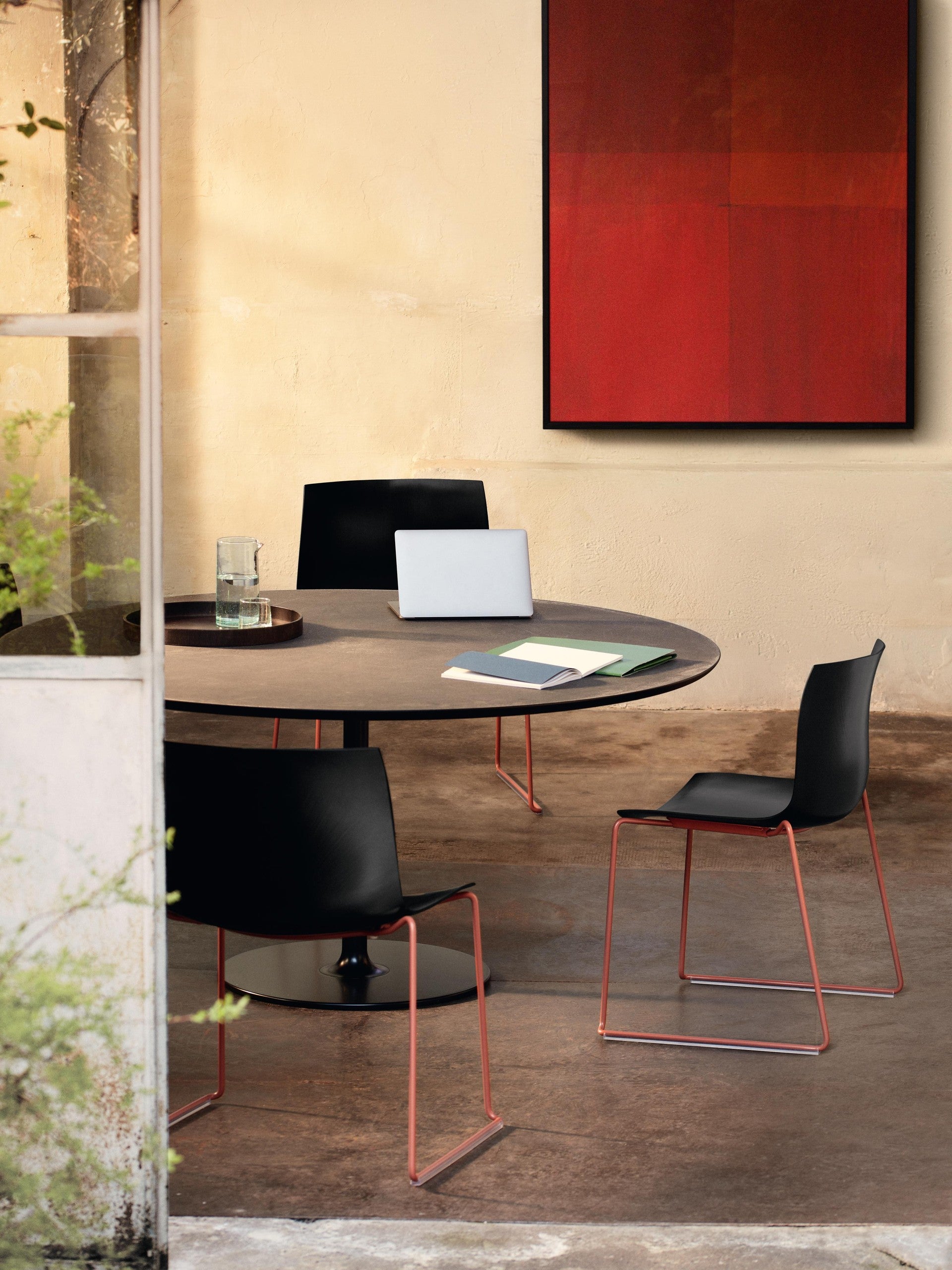 Catifa Carta Arper Red Design Chair 4 Legs Meeting Room